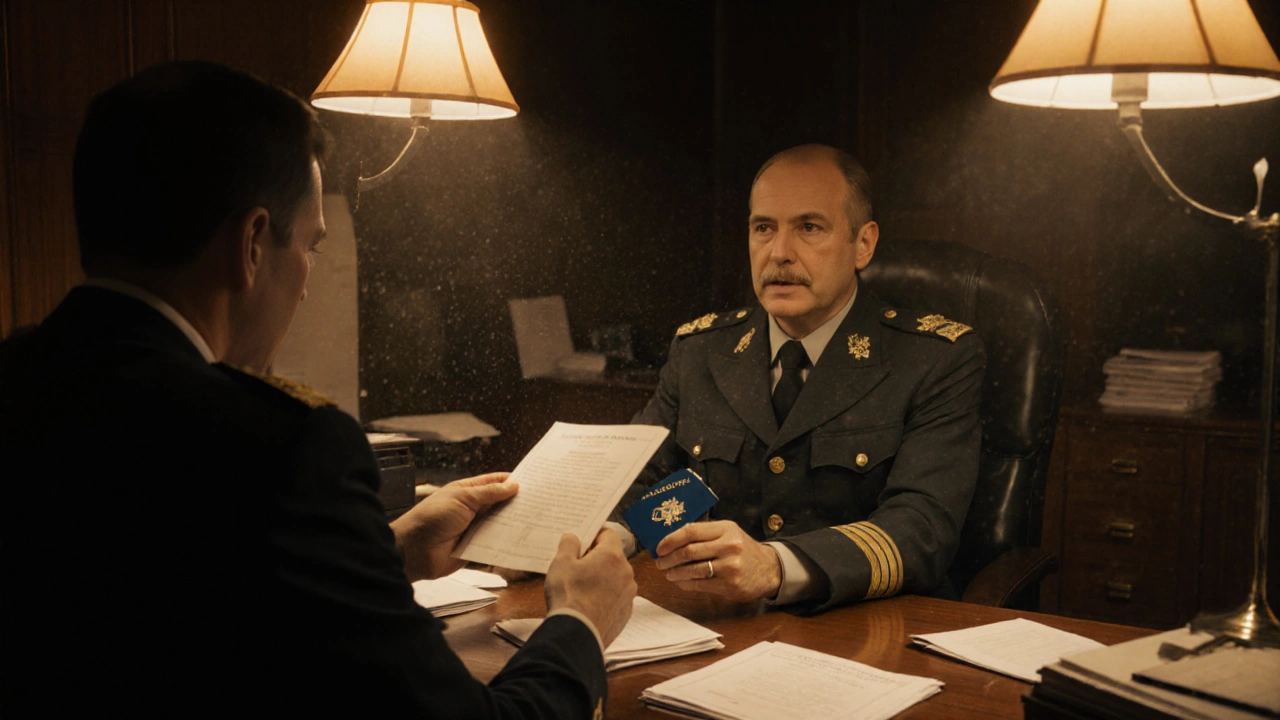 Водитель передает документы в региональном военном комиссариате.