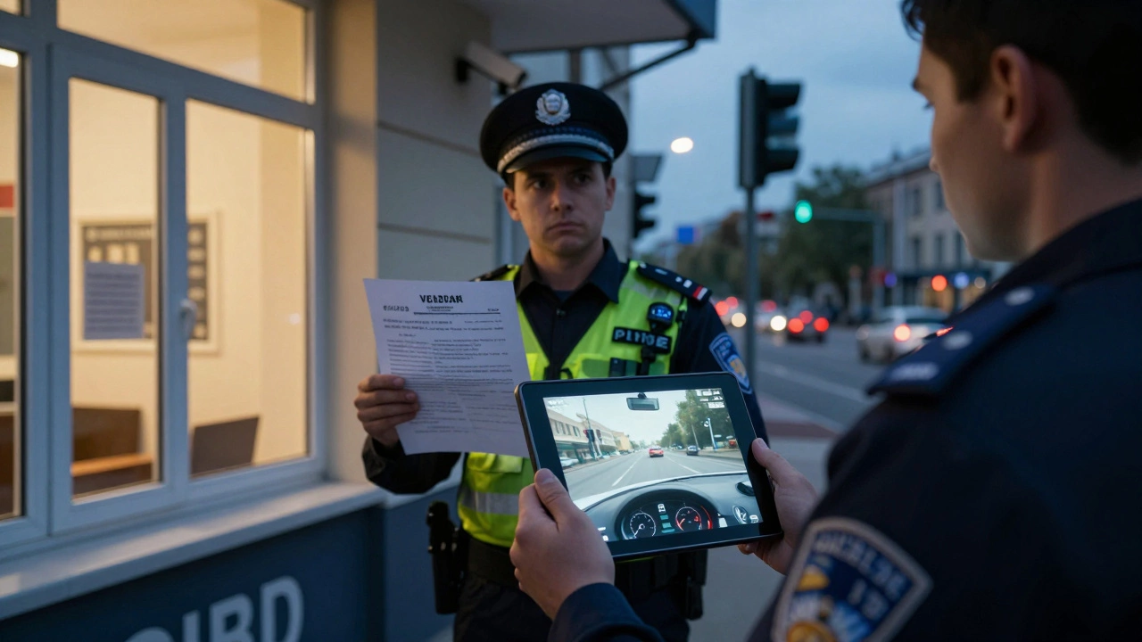 Водитель оспаривает штраф, показывая видео с видеорегистратора.