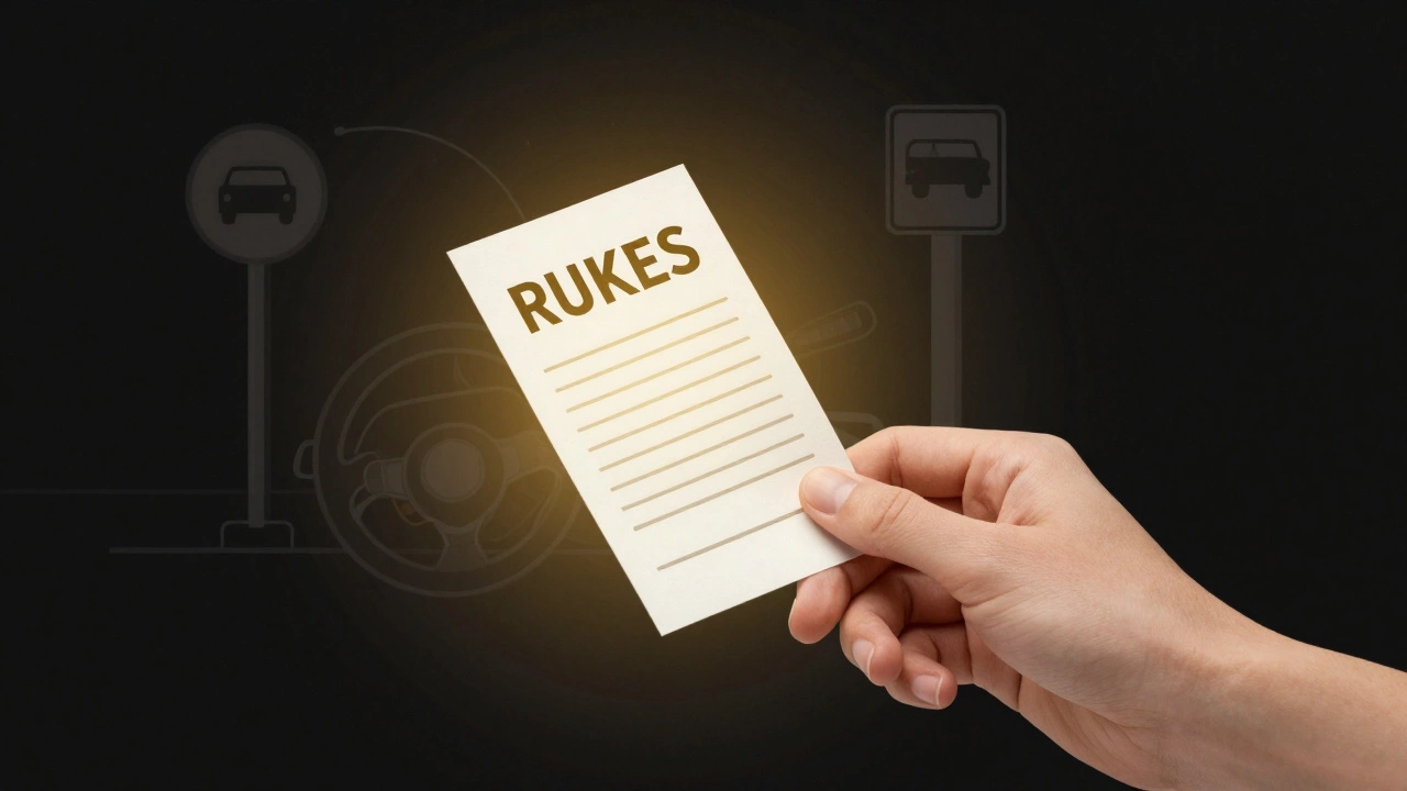 Золотистый билет в руке символизирует переход от ученика к водителю с ответственностью.