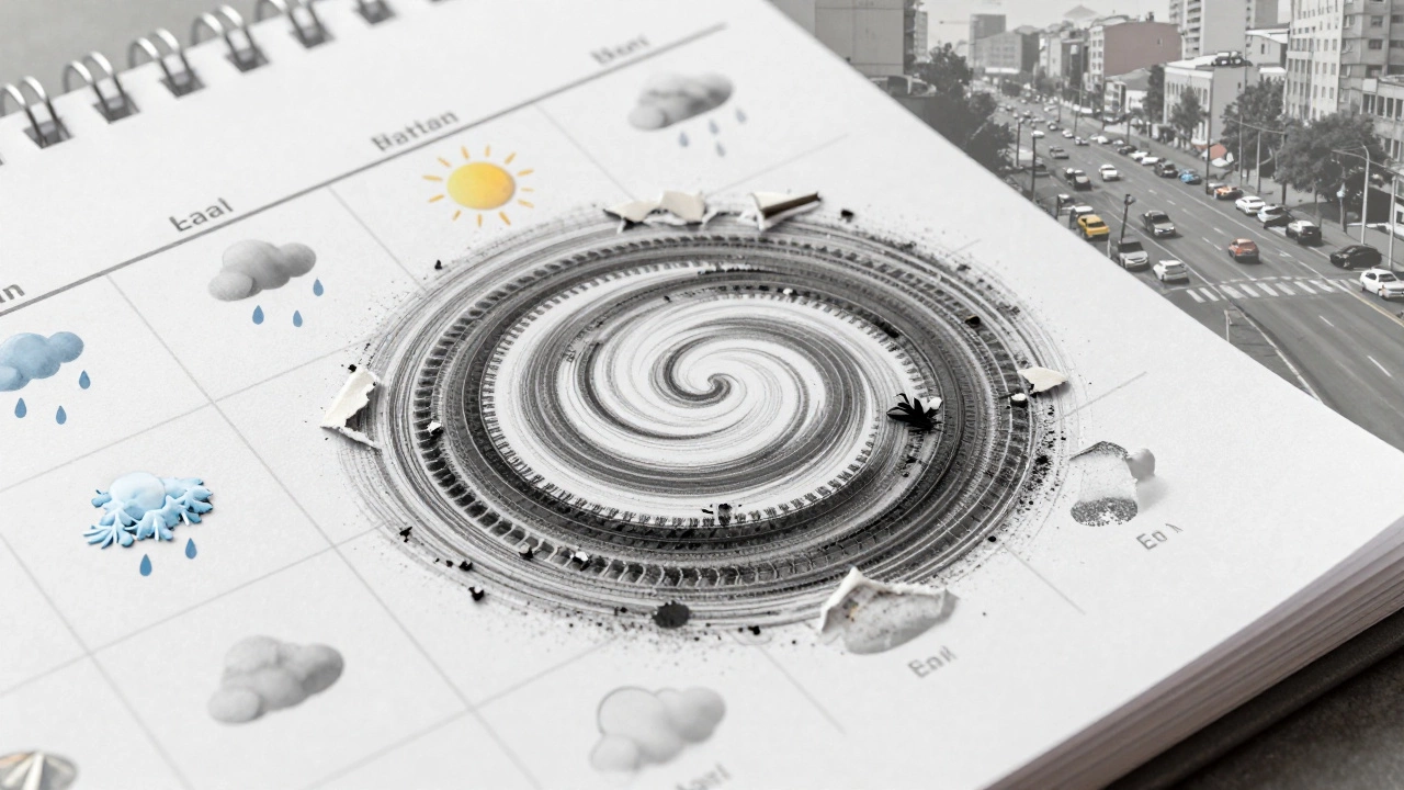 Календарь с погодой и типами дорог, показывающий, как опыт накапливается со временем за рулём.