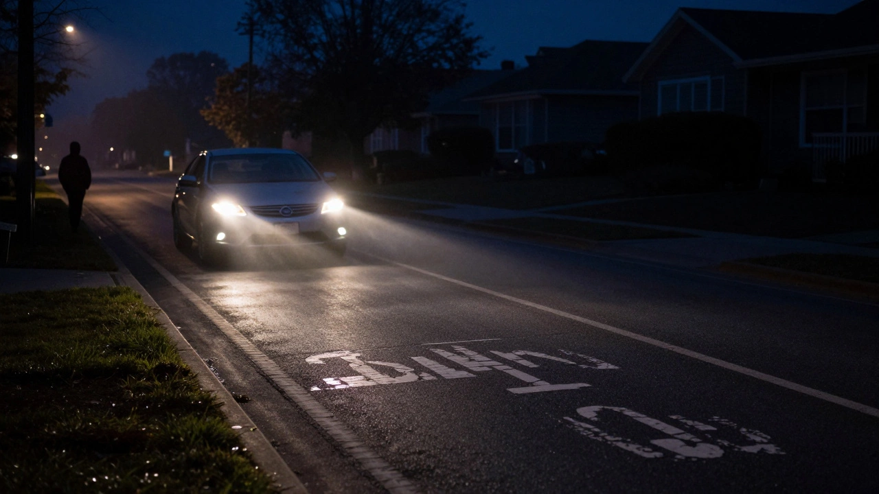Ночной пешеход в темной одежде плохо виден