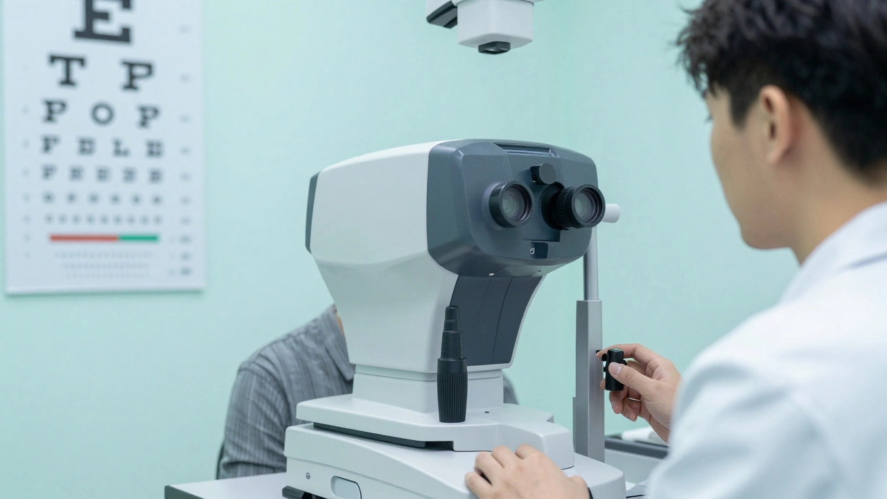 Проверка зрения у офтальмолога в медицинском кабинете
